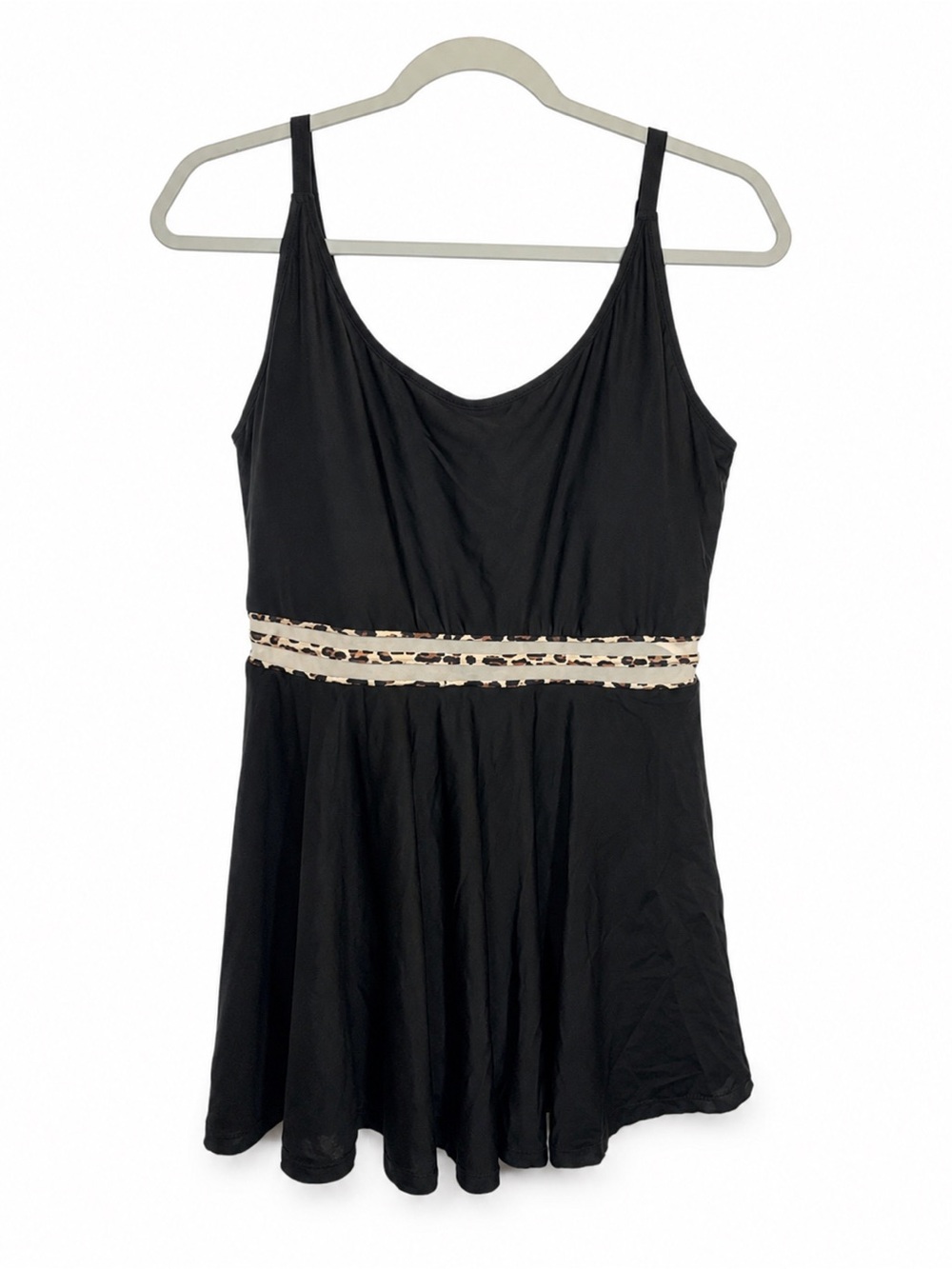Black Women's Swim Pajama with Cream Leopard-Print Waistband